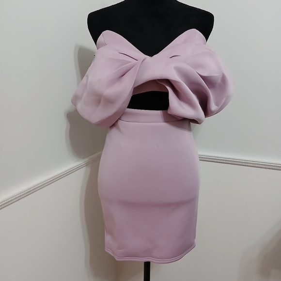 Women's Off The Shoulder Romantic Bow Mini Dress Size S New‎ Without Tags - Picture 2 of 13